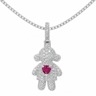 Pingente Minha Menina em Prata 925 com Zircônias e Coração Rosa