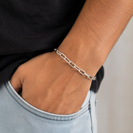 Pulseira Elo Retangular em Prata 925
