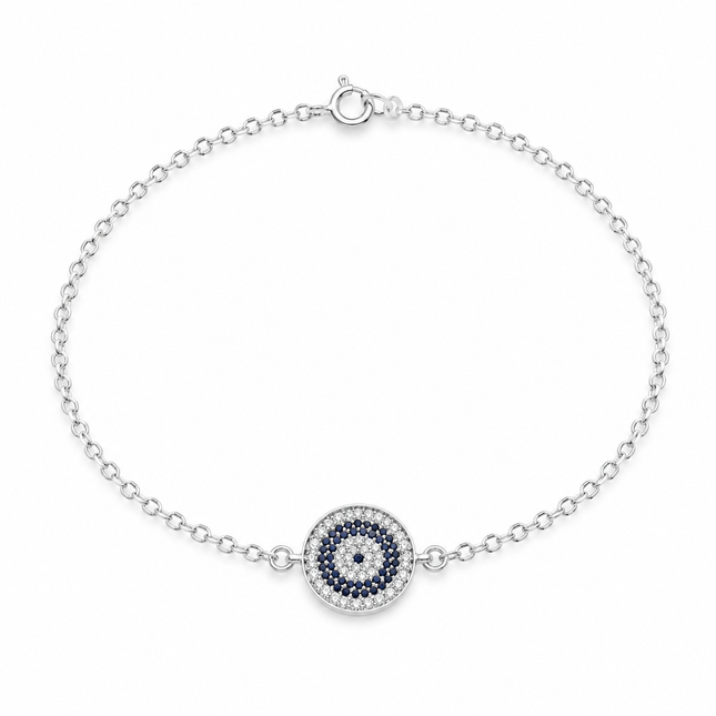 Pulseira Olho Grego em Prata 925 com Zircônias