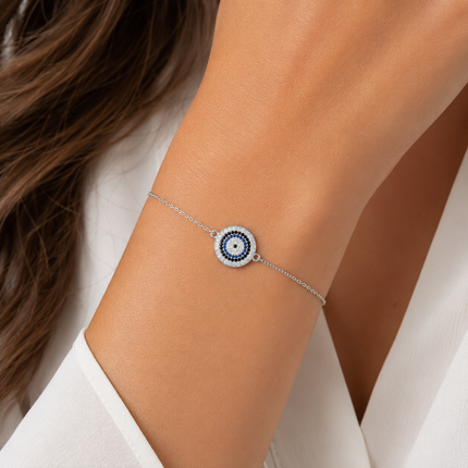 Pulseira Olho Grego em Prata 925 com Zircônias