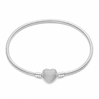 Pulseira em Prata 925 com Coração Cravejado de Zircônias